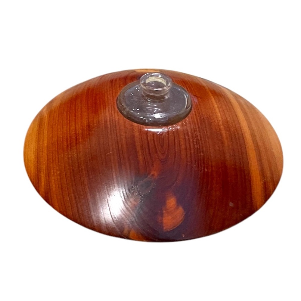 Vintage‎ Hand-crafted Mahogany Wood Saucer-Shaped,  Potpourri Bottle Holder